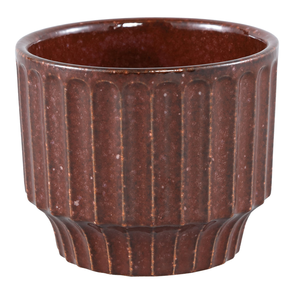 Hodor Bordeaux glazed ceramic round pot lines XS