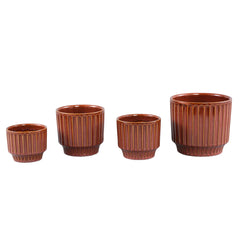 Hodor Rust glazed ceramic round pot lines XS