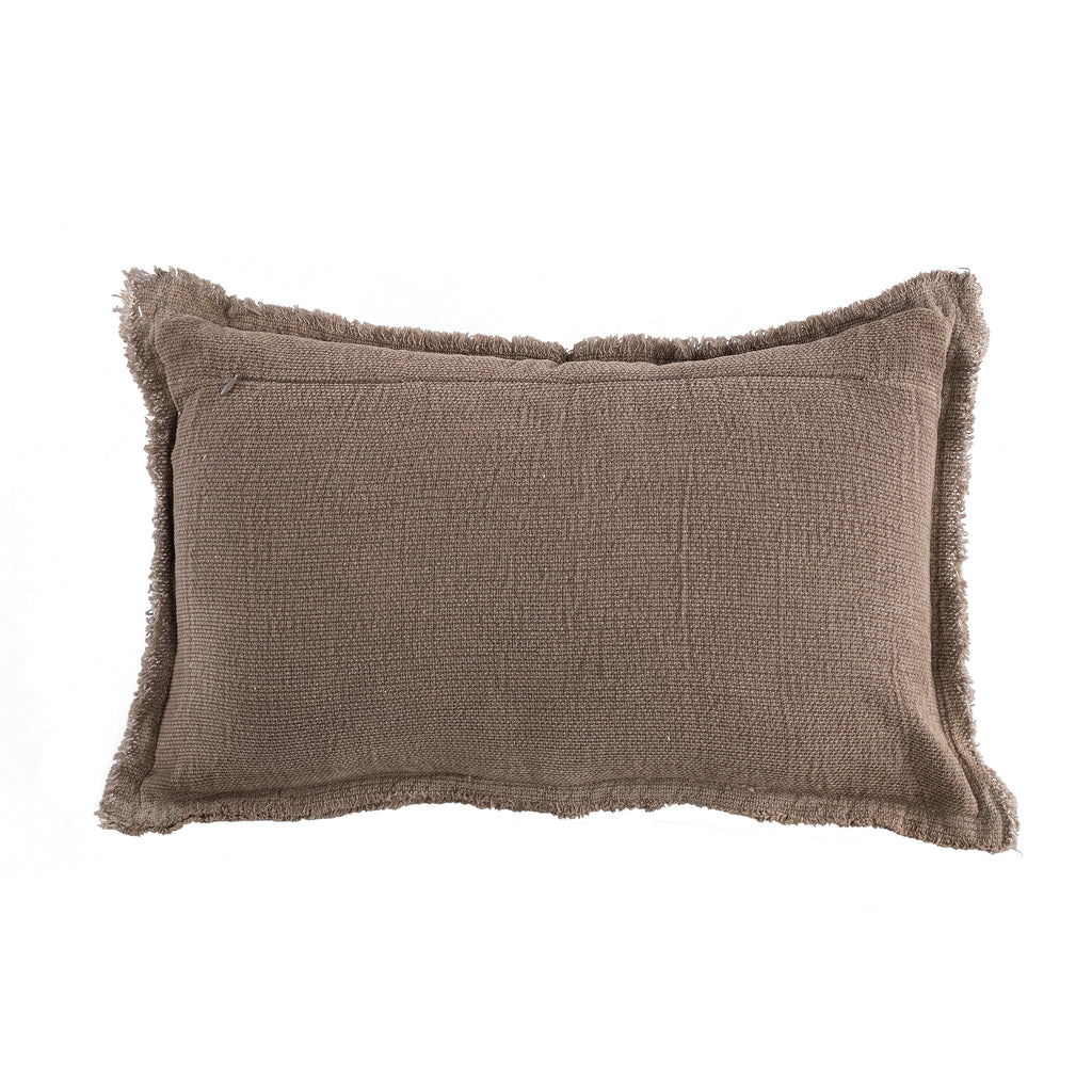 Indra Brown fabric cushion with ruffles rectangle