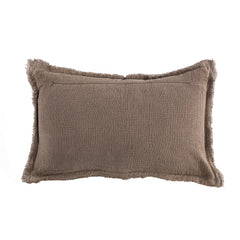 Indra Brown fabric cushion with ruffles rectangle