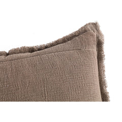 Indra Brown fabric cushion with ruffles rectangle