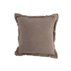 Indra Brown fabric cushion with ruffles square