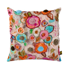 Isio Pink cotton cushion flower embroidery square