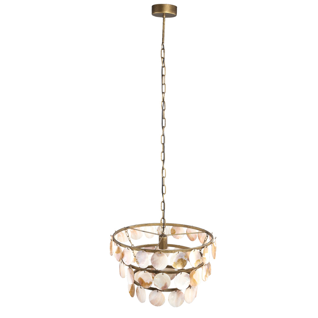 Jalinn Gold metal hanging lamp pearl shells round