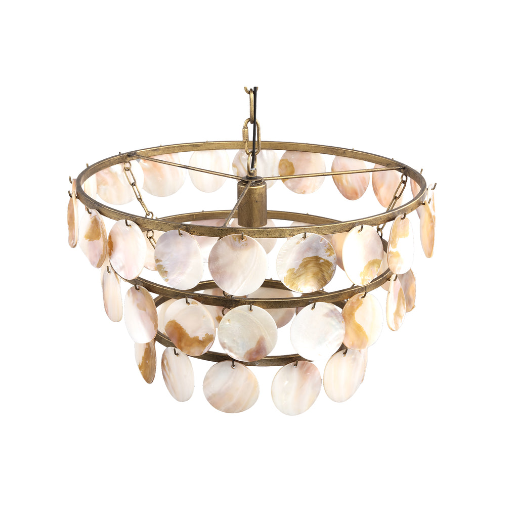 Jalinn Gold metal hanging lamp pearl shells round