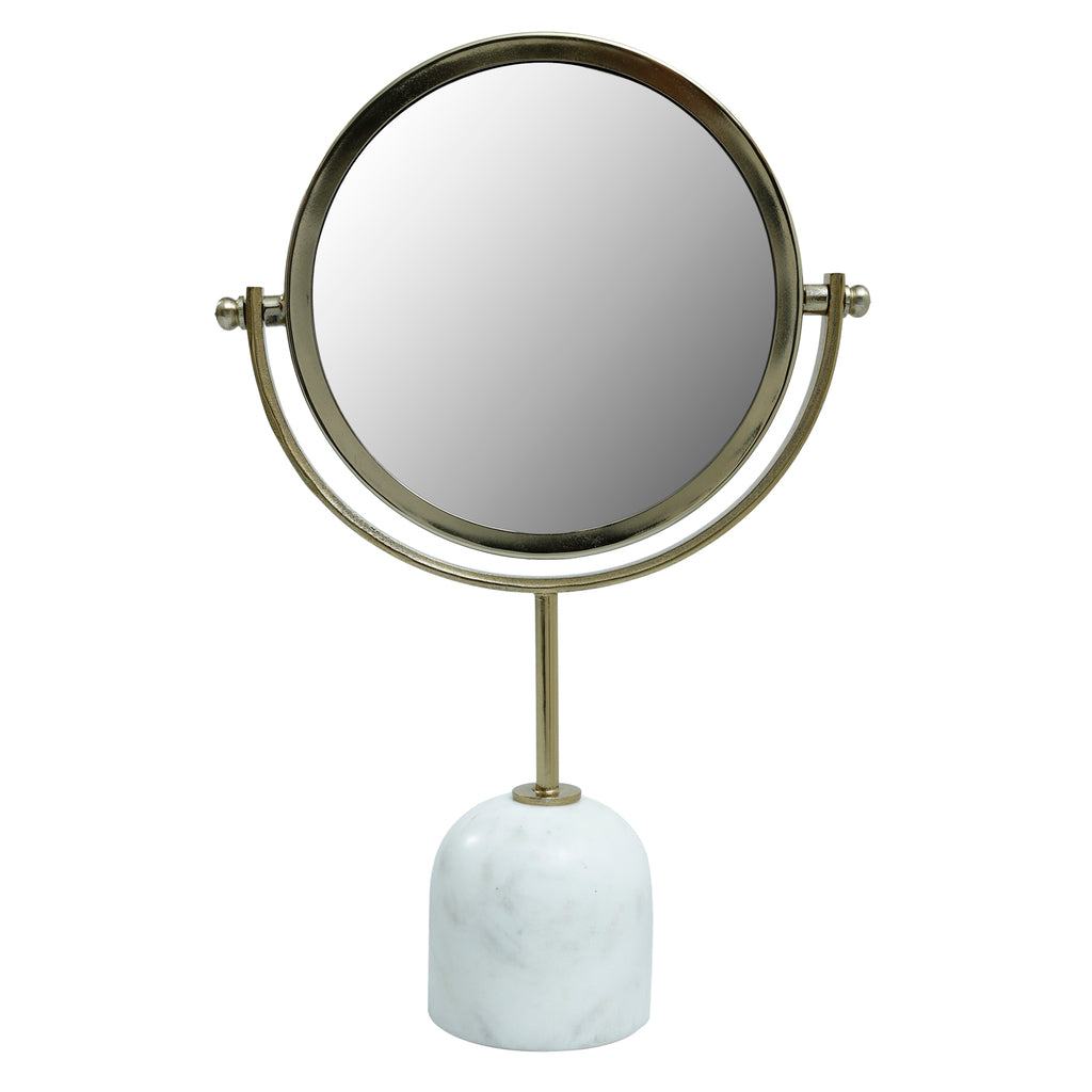 Janna Brass iron mirror on marble base round