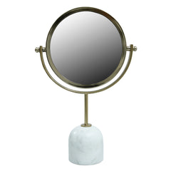 Janna Brass iron mirror on marble base round