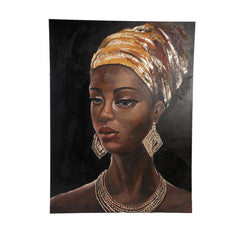 Jeorgia Black canvas wall panel shiny gold woman