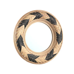 Jera Natural Black rattan mirror round