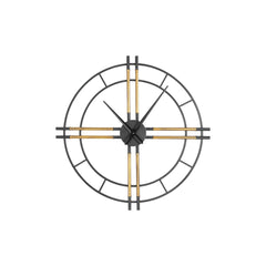 Joan Black Clock with gold tubes round