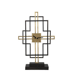 Joani Black metal clock with gold tube design