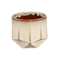 Kaima Cream glazed ceramic pot angular print M