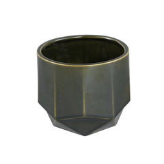 Kaima Green glazed ceramic pot angular print M