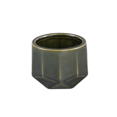 Kaima Green glazed ceramic pot angular print XS