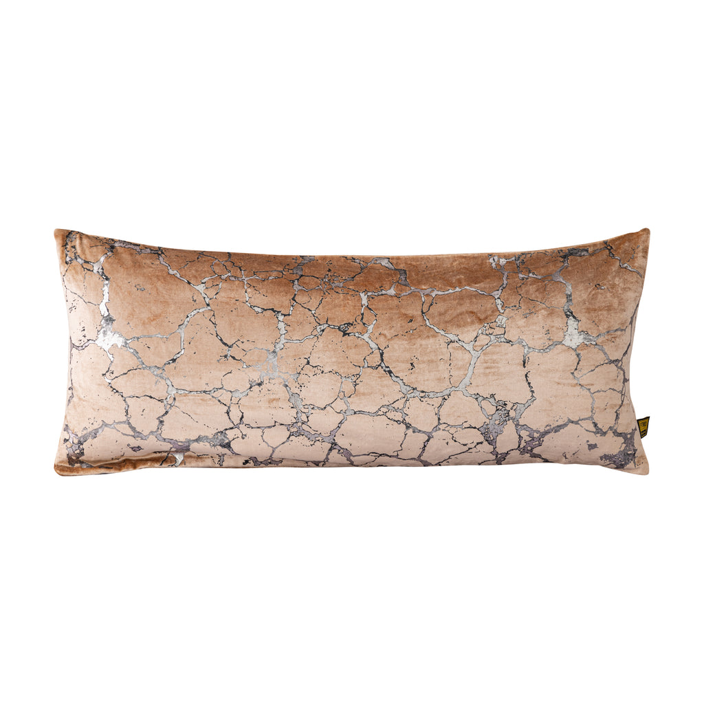 Kyleen Gold velvet rect cushion crackle print