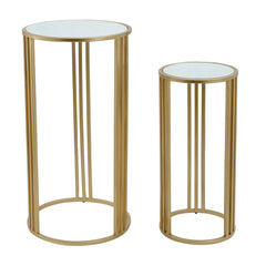 Lacu Gold iron side table round stone top SV2