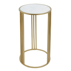 Lacu Gold iron side table round stone top SV2