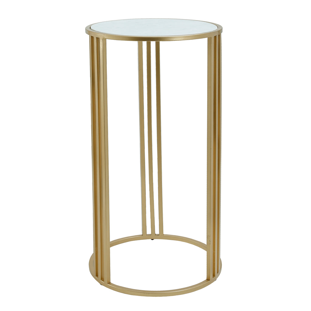 Lacu Gold iron side table round stone top SV2