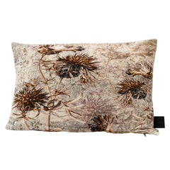 Lazzy Grey cotton velvet cushion dried flowers L