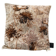 Lazzy Grey cotton velvet cushion dried flowers S