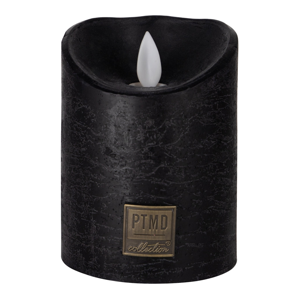 LED Light Candle rustic black moveable flame S