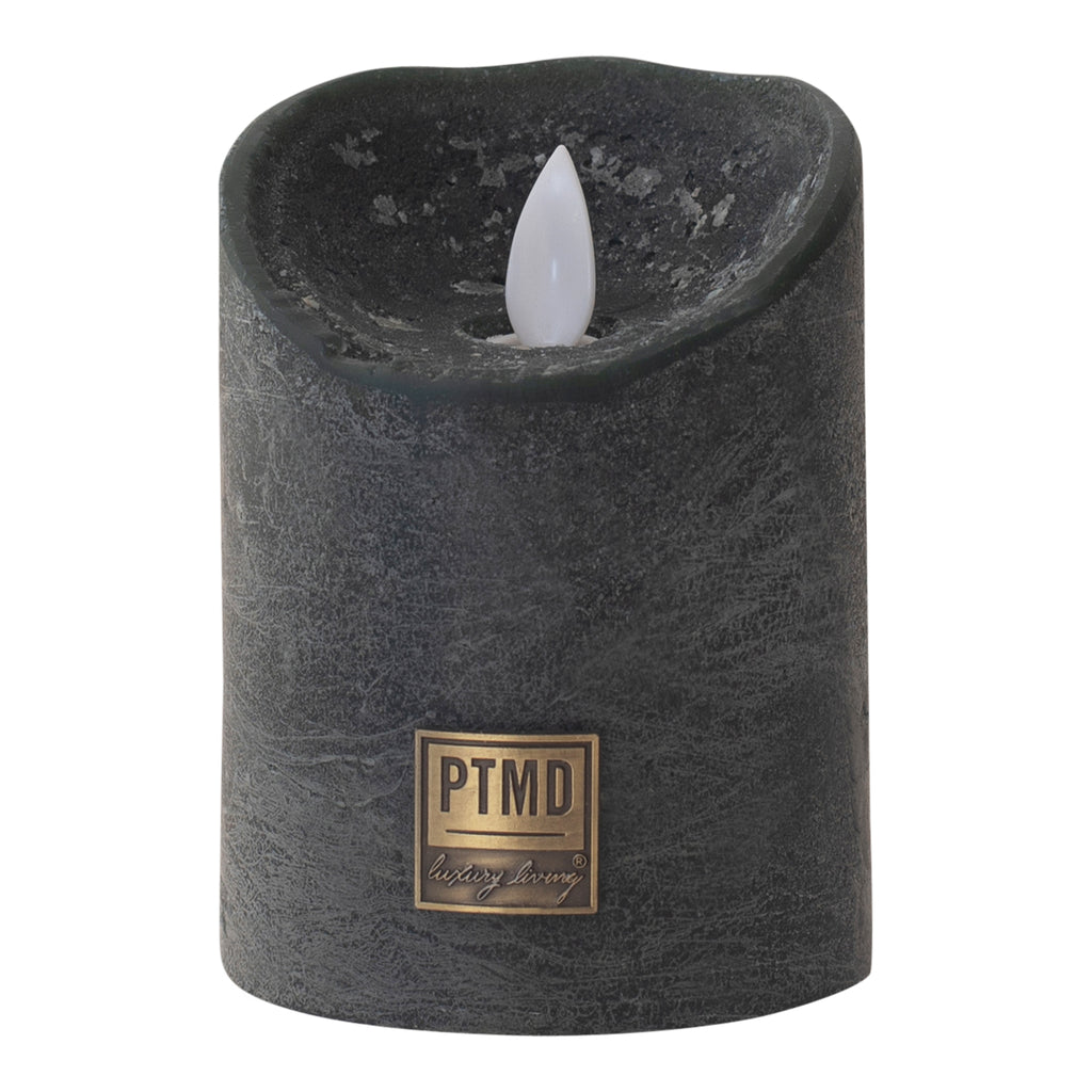 LED Light Candle rustic dark green moveable flame