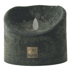 LED Light Candle rustic dark green moveable flame