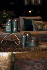 LED Light Candle rustic dark green moveable flame