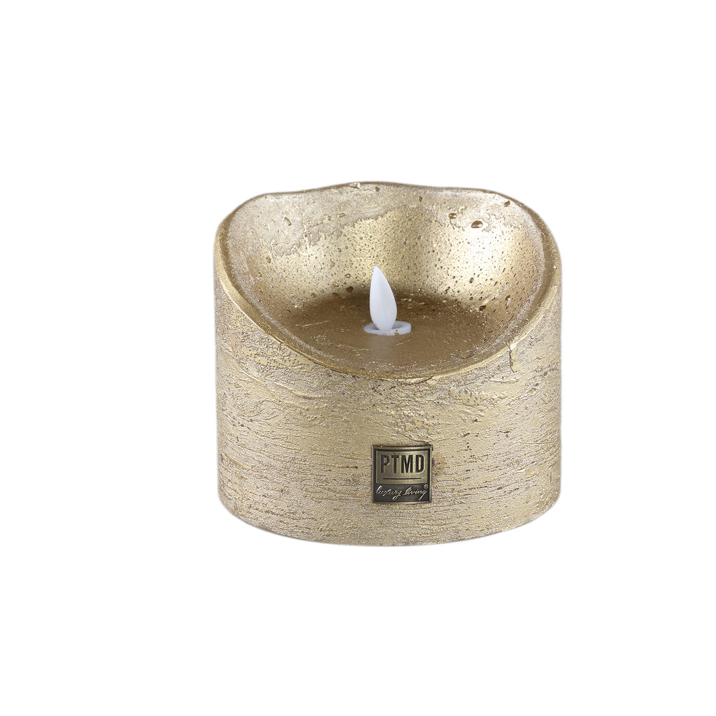 LED Light Candle rustic gold moveable flame XL