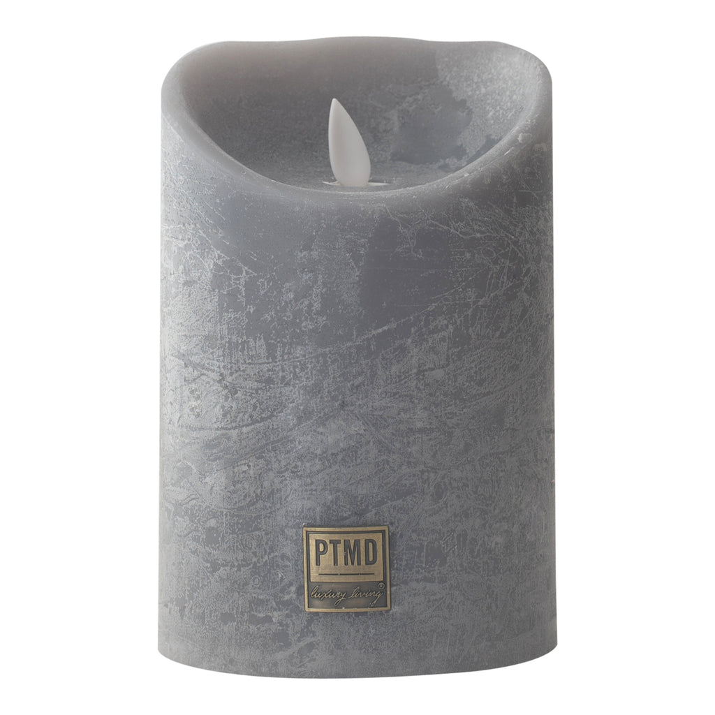 LED Light Candle rustic suede grey moveable flame