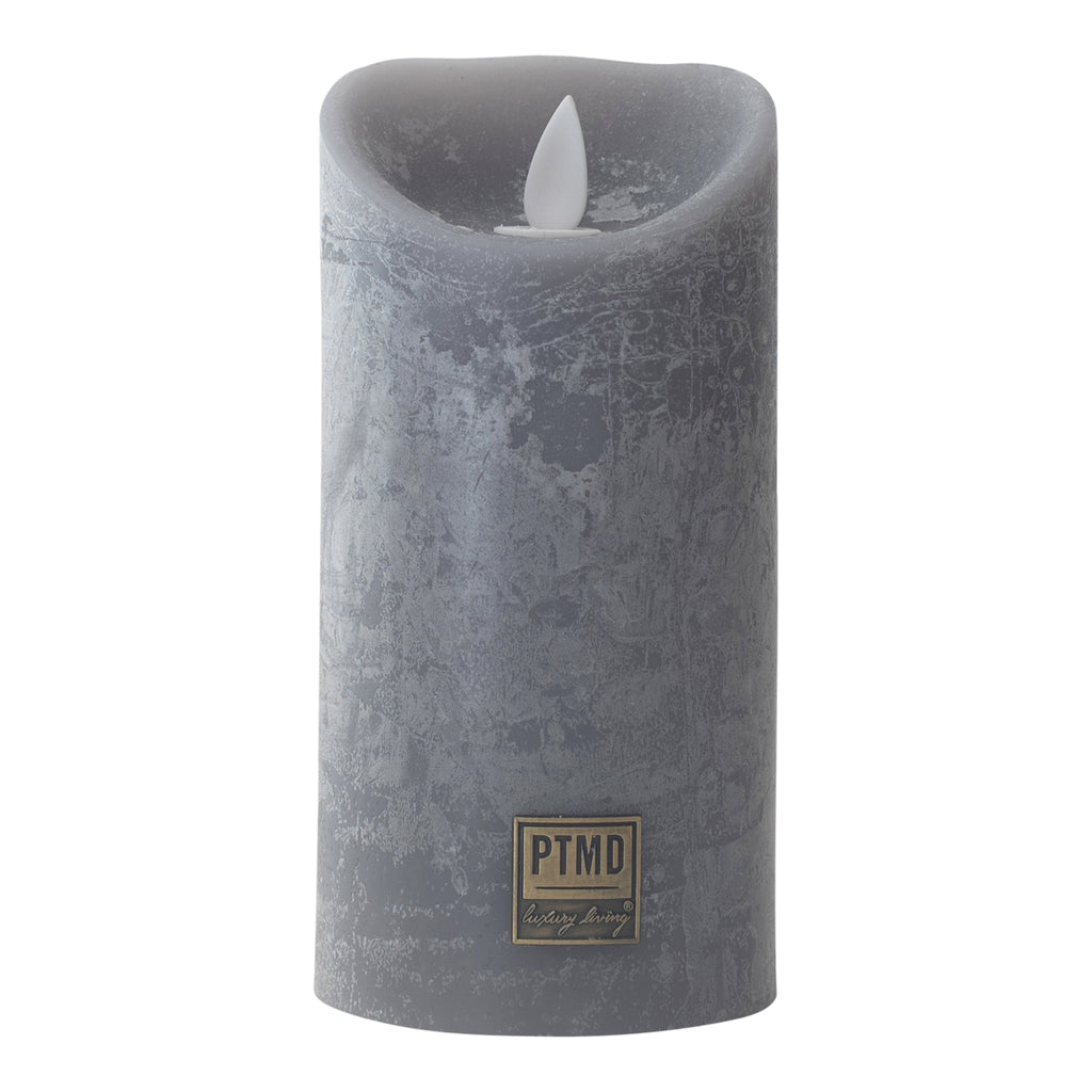 LED Light Candle rustic suede grey moveable flame