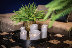 LED Light Candle rustic suede grey moveable flame