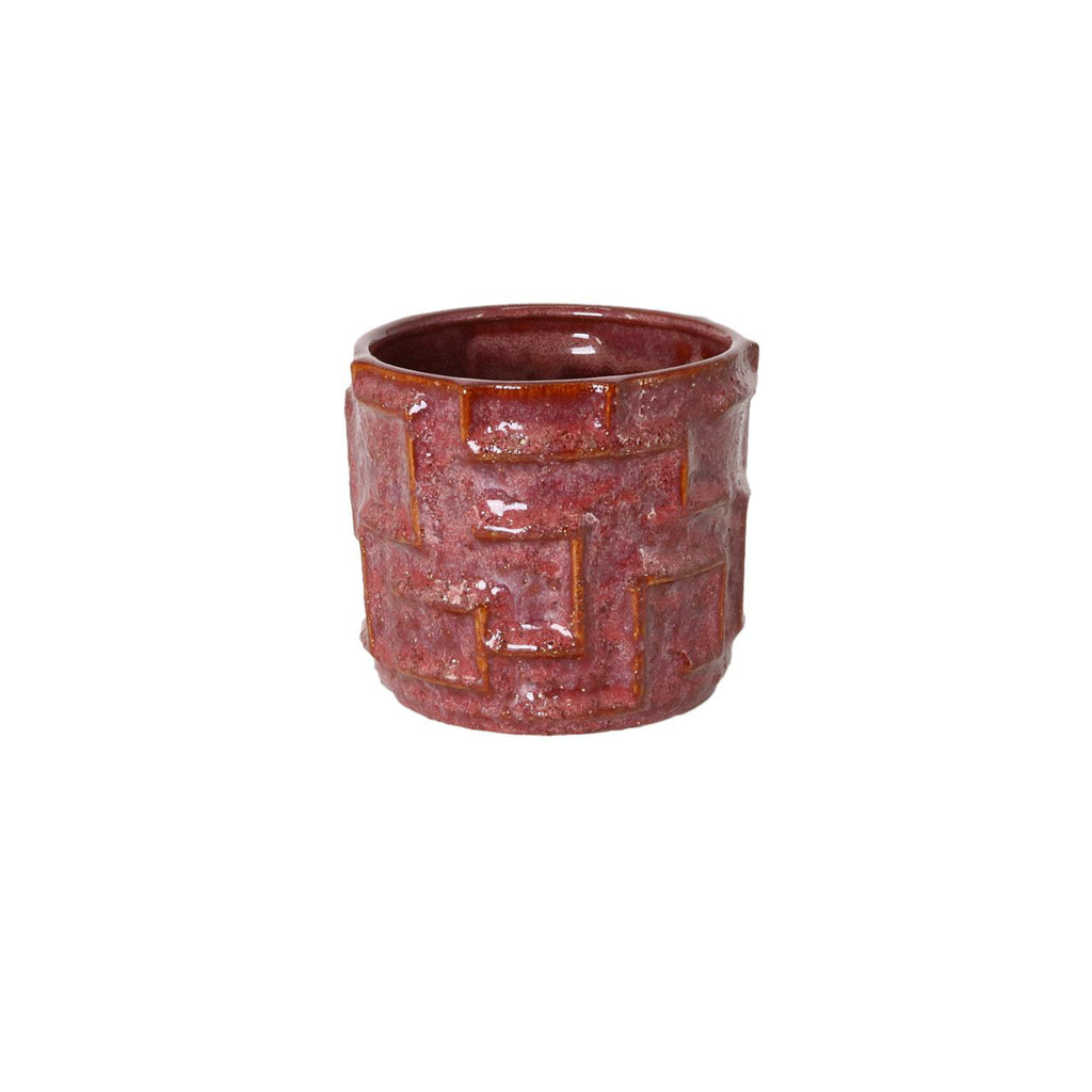 Leni Copper ceramic pot round shaped with lines M