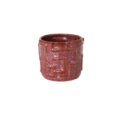 Leni Copper ceramic pot round shaped with lines M