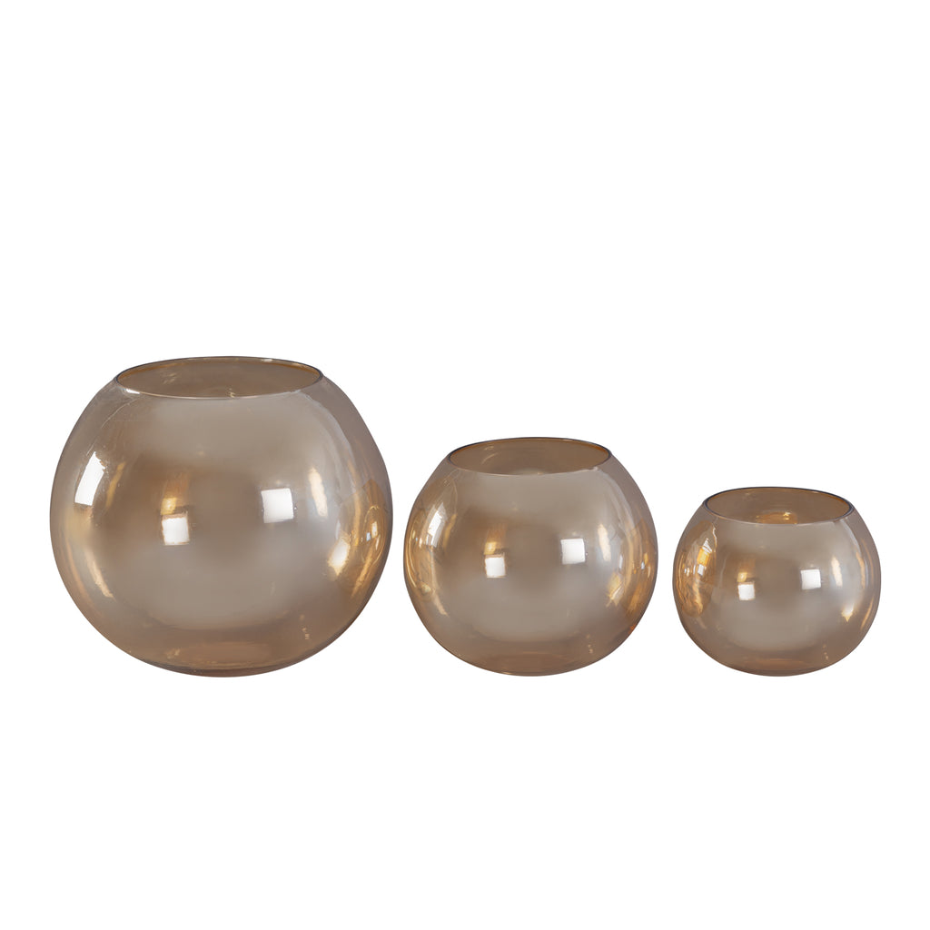 Lenore Gold luster glass round tealight shiny