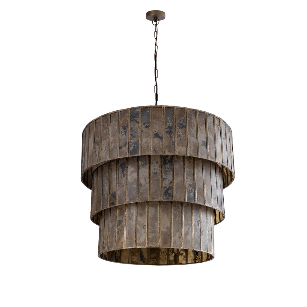 Levan Brass stone veneer hanging lamp 3 layers