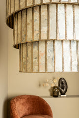 Levan Brass stone veneer hanging lamp 3 layers