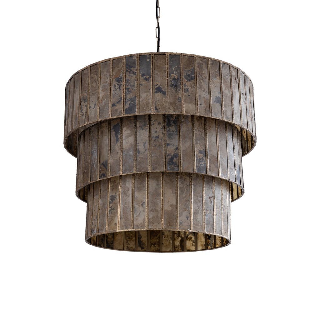 Levan Brass stone veneer hanging lamp 3 layers