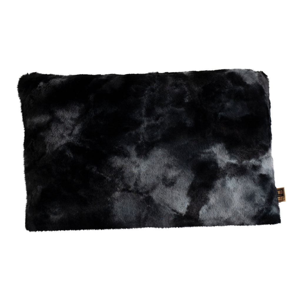 Linde Black faux fur cushion rectangle