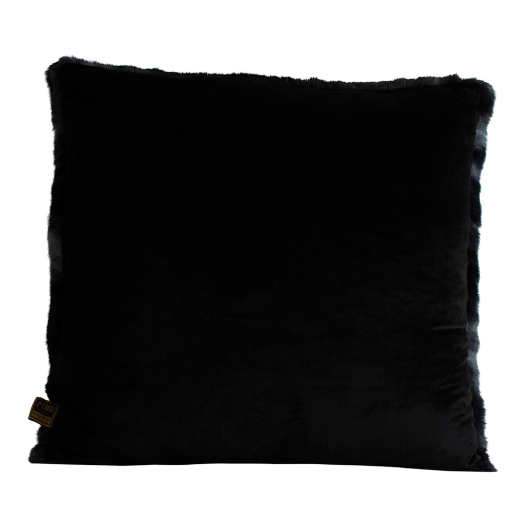 Linde Black faux fur cushion square L