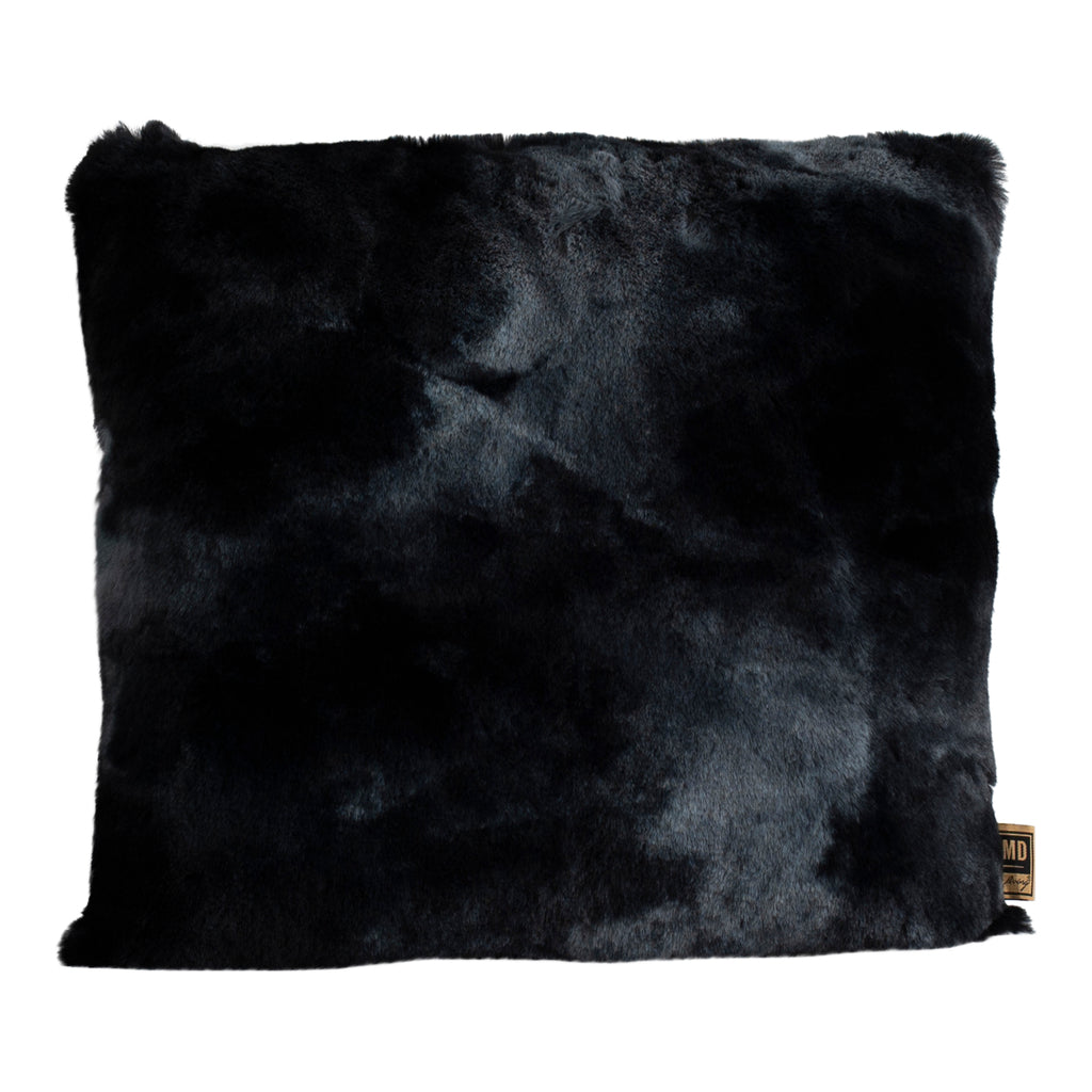 Linde Black faux fur cushion square S