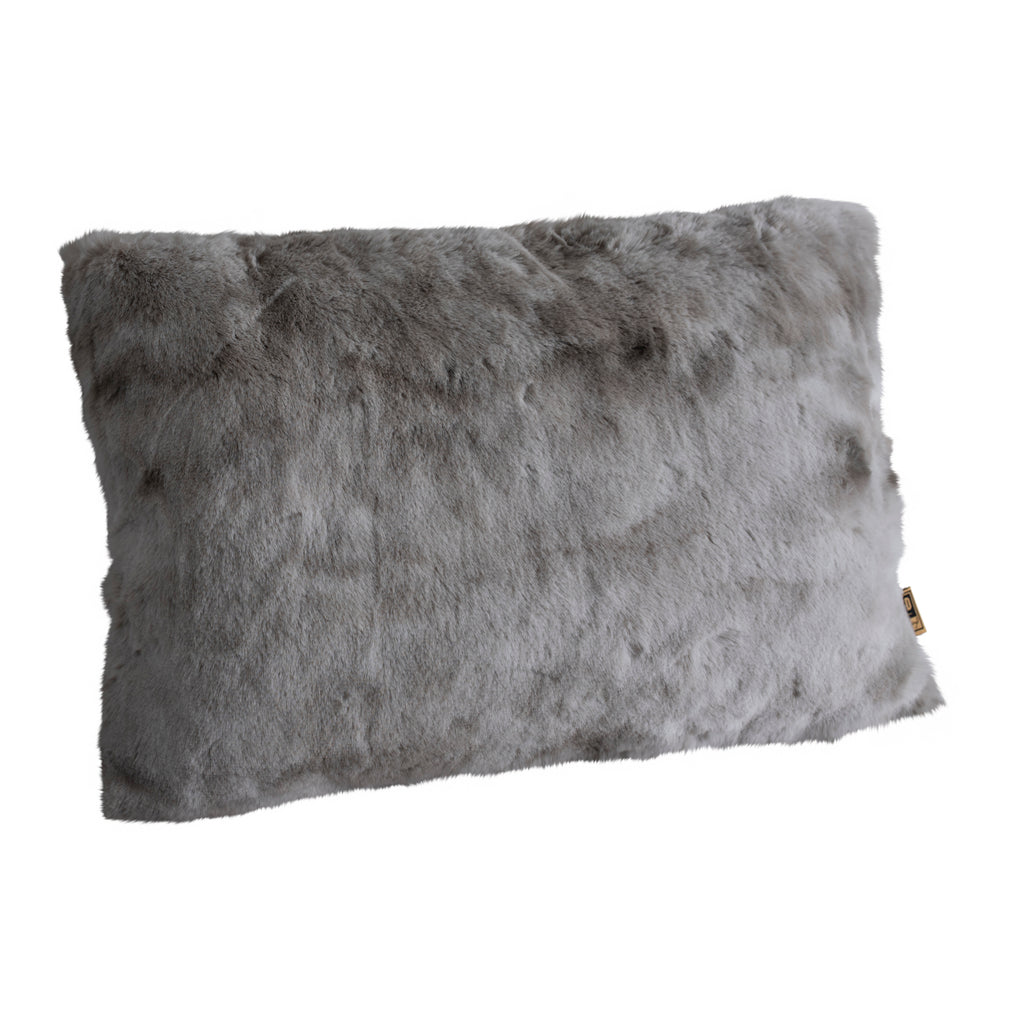 Linde Grey faux fur cushion rectangle