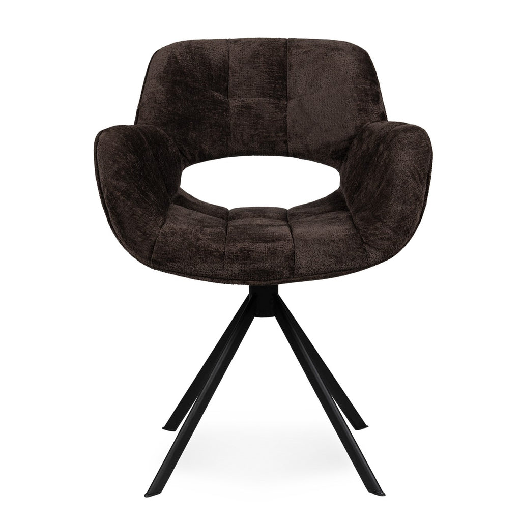 Link Dining chair dark brown fabric with metal leg