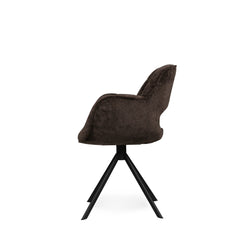 Link Dining chair dark brown fabric with metal leg