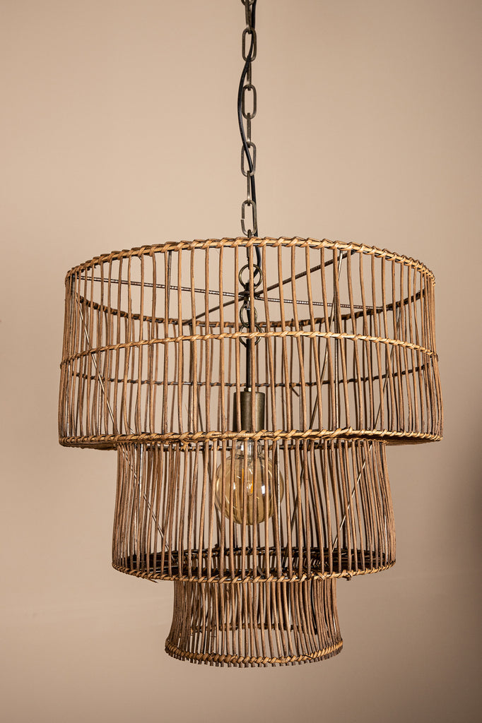 Linth Natural reed hanging lamp three levels round