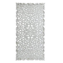 Livvy White antique MDF carved wall panel rectangl