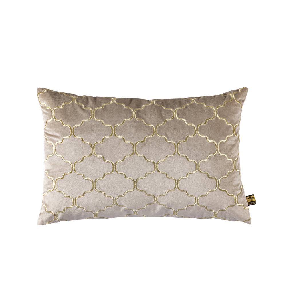 Lizze Beige velvet cushion embroidery pattern rect