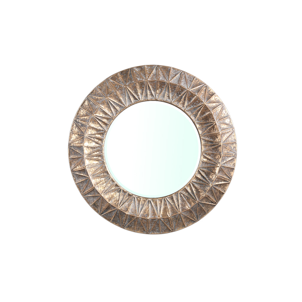 Lorrix Gold iron mirror with lines pattern round