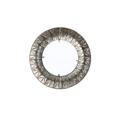 Lorrix Gold iron mirror with lines pattern round