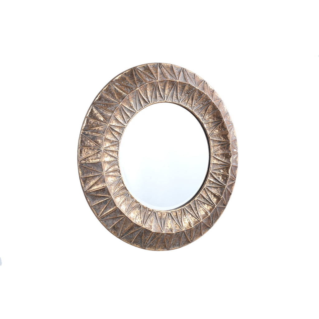 Lorrix Gold iron mirror with lines pattern round